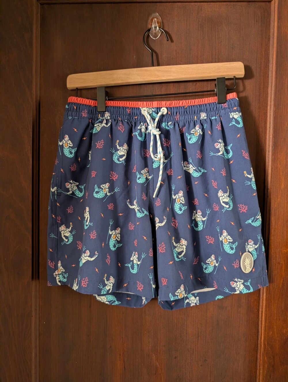 Chubbies Mens S Triton of the Seas Merman Swim Trunks Navy 5.5 Mesh Lined